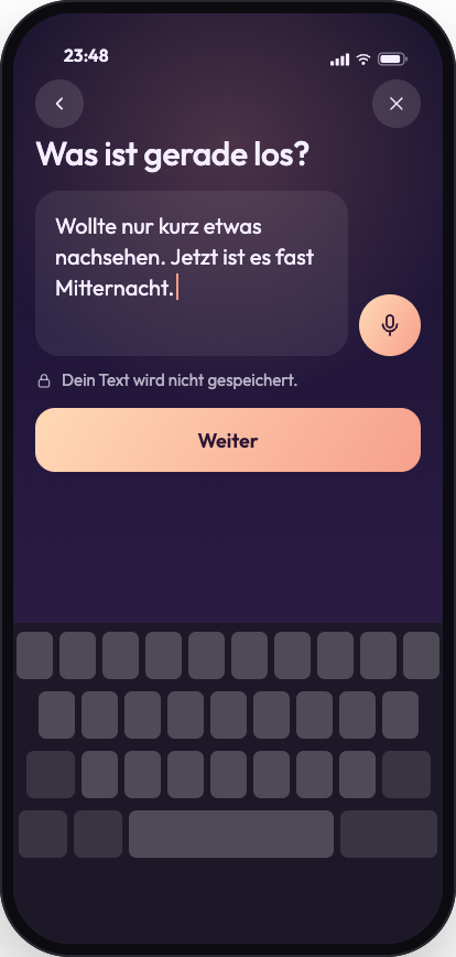 Was ist gerade los? Eingetippt: Wollte nur kurz etwas nachsehen. Jetzt ist es fast Mitternacht.